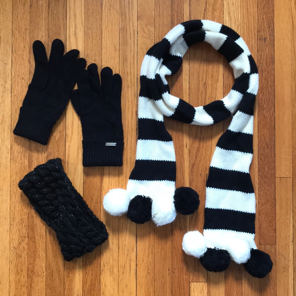 BUNDLE: Steve Madden black gloves & Target scarf